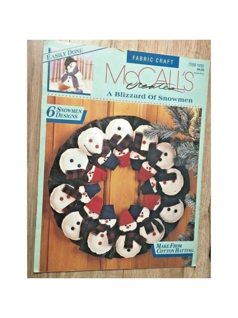 VTG Sewing Pattern McCalls 1491 Fabric Craft Pattern Blizzard Of Snowmen Wreath